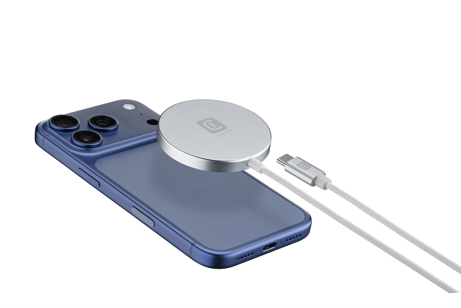 Cellularline MAG PAD Caricatore Wireless Magnetico 25W con Tecnologia Qi2, Compatibile con Smartphone e Cavo USB-C 100 cm incluso - Bianco