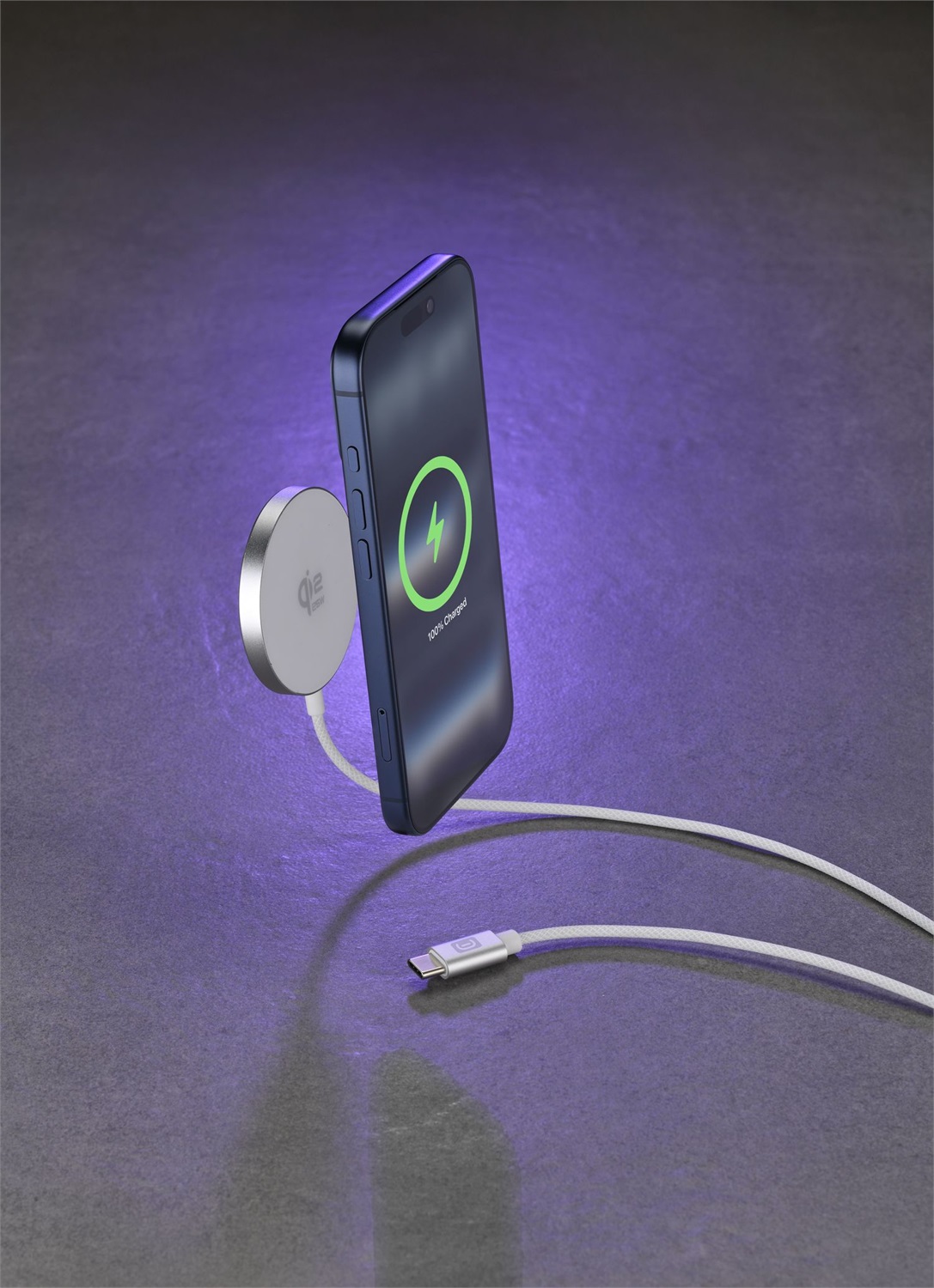 Cellularline MAG PAD Caricatore Wireless Magnetico 25W con Tecnologia Qi2, Compatibile con Smartphone e Cavo USB-C 100 cm incluso - Bianco