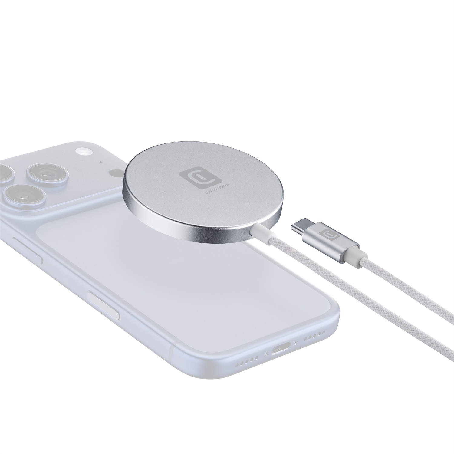 Cellularline MAG PAD Caricatore Wireless Magnetico 25W con Tecnologia Qi2, Compatibile con Smartphone e Cavo USB-C 100 cm incluso - Bianco