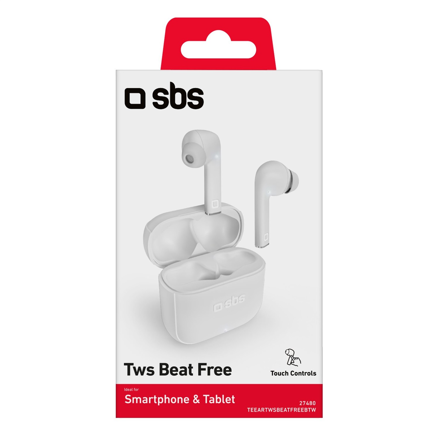SBS Beat Free Auricolare True Wireless Stereo (TWS) In-ear Bianco con Touch Control, Musica e Chiamate, Compatibile con iPhone e Android