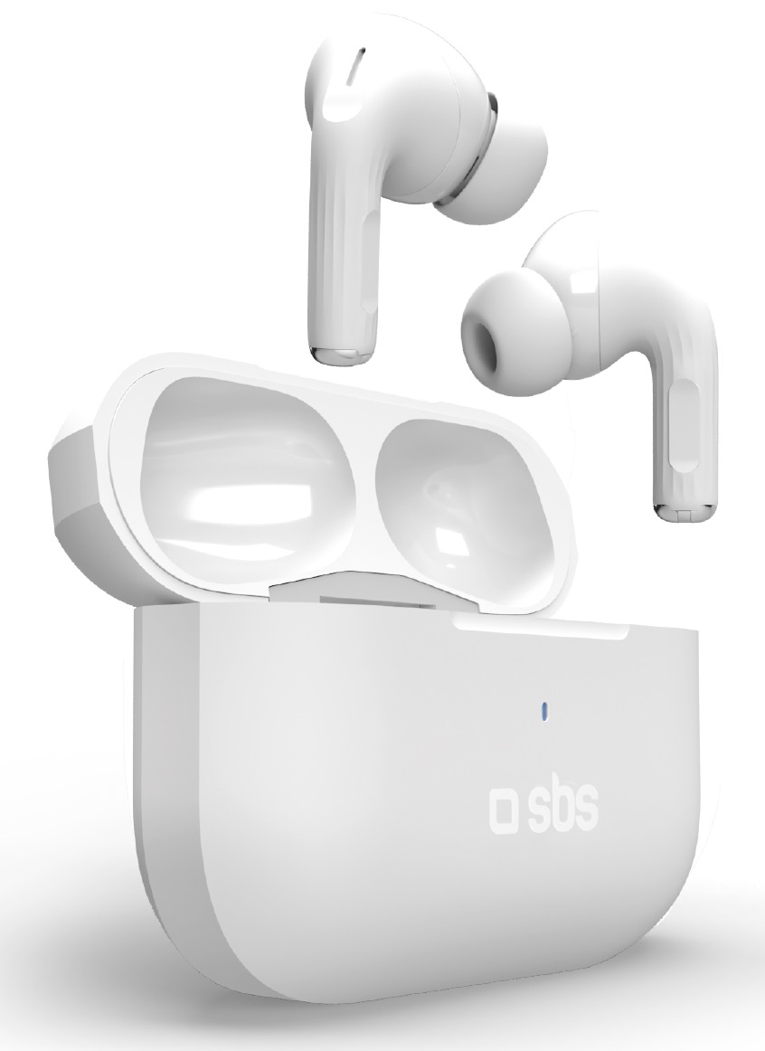 SBS Air Kab Max TWS - Cuffie Auricolari In-Ear True Wireless Stereo con Ricarica Wireless, Autonomia di 5 ore e Comandi Touch - Bianco
