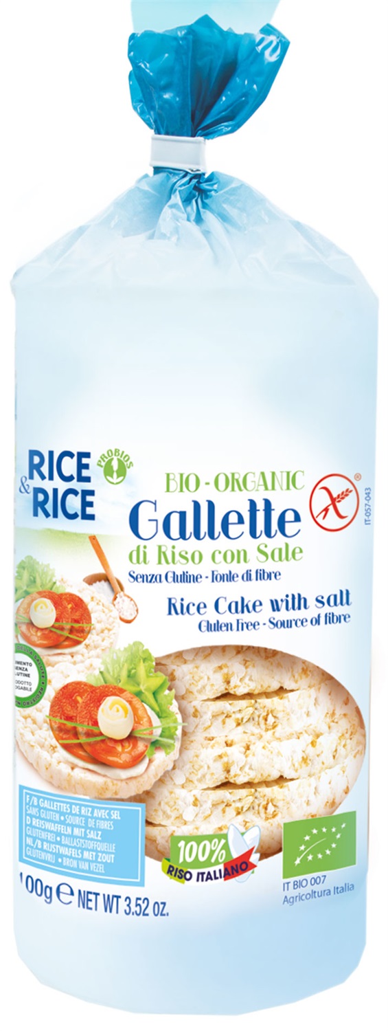 Probios Gallette di Riso con Sale Senza Glutine e Senza Lievito - 100 g, Fonte di Fibre