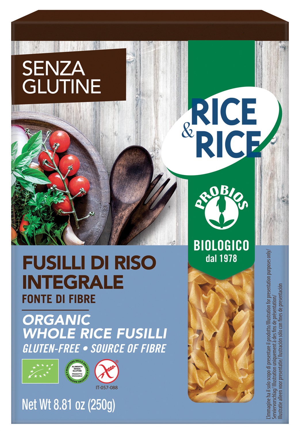 Probios Rice&Rice Fusilli di Riso Integrale Senza Glutine 250 g