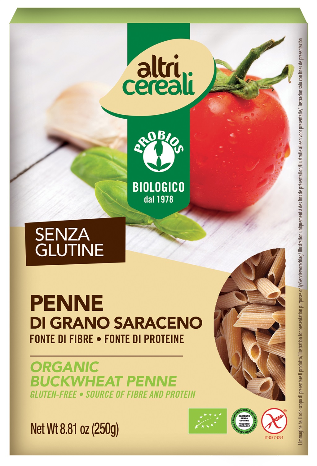 Probios Altricereali Penne di Grano Saraceno BIO 250 g - Senza Glutine, 100% Grano Saraceno, Fonte di Fibra