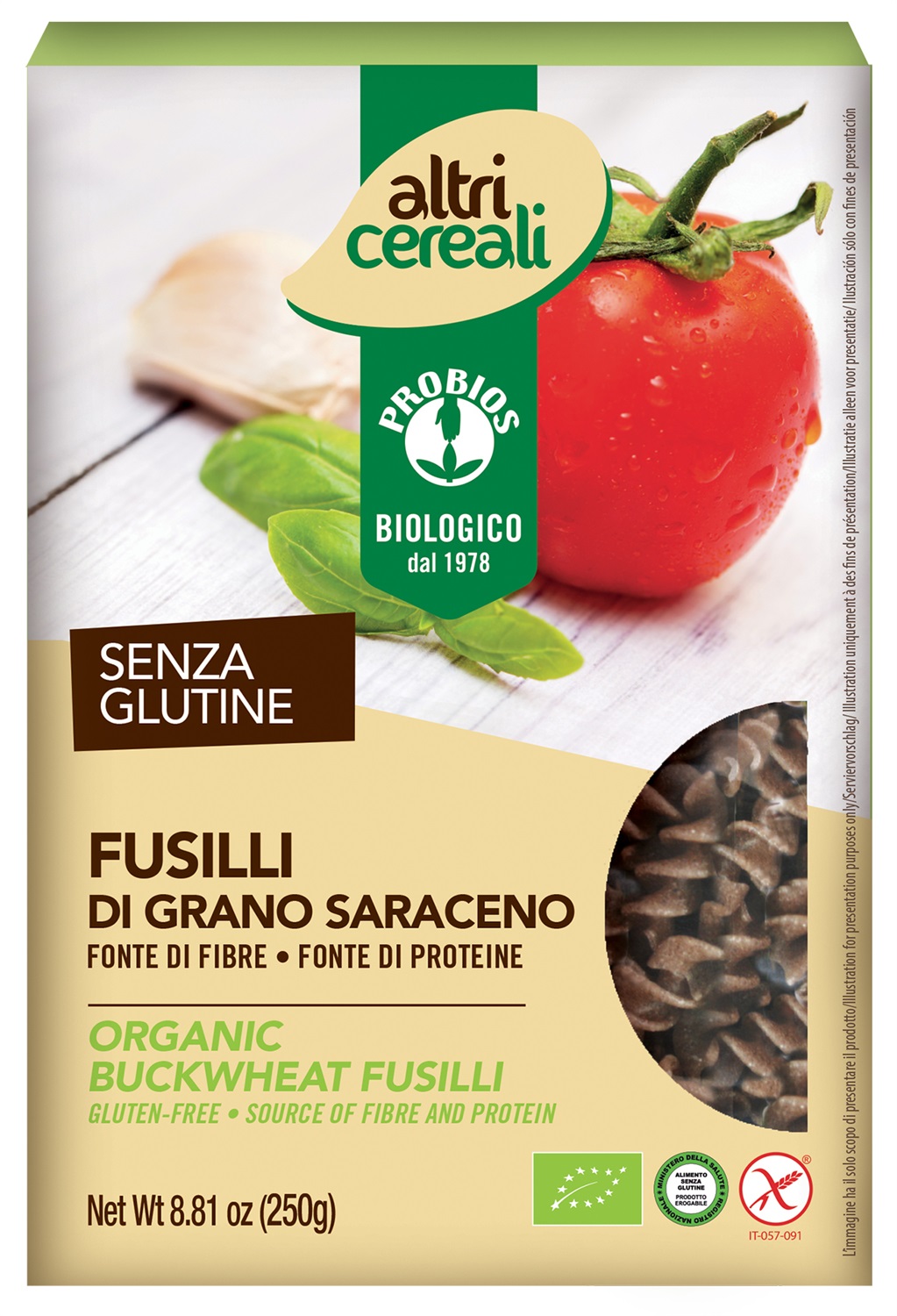 Probios Fusilli di Grano Saraceno Bio 250 g - Senza Glutine, Fonte di Fibra