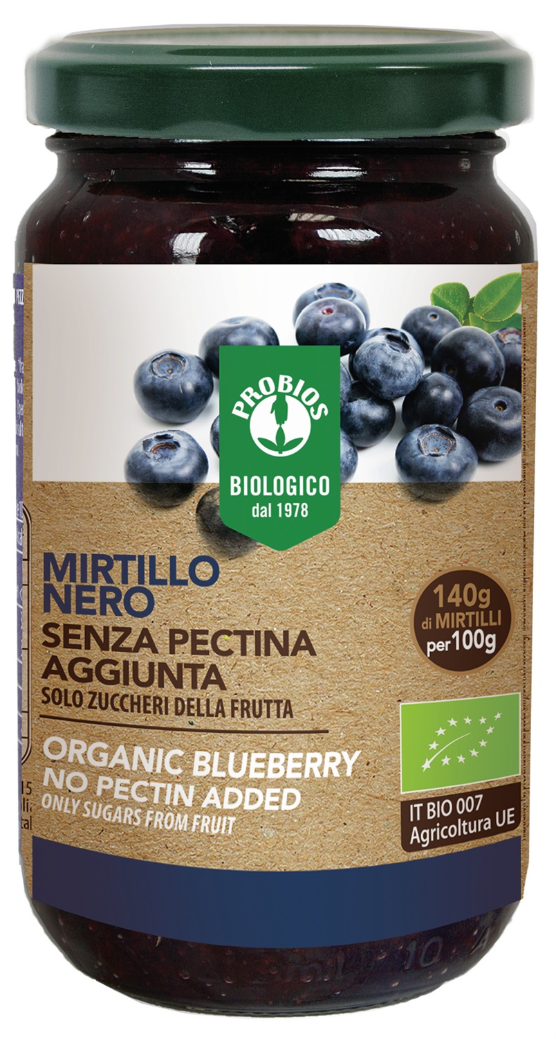 Probios Composta di Mirtillo Biologica 220 g - Senza Pectina, Dolcificata con Succo di Frutta, Sapore Intenso e Gustoso