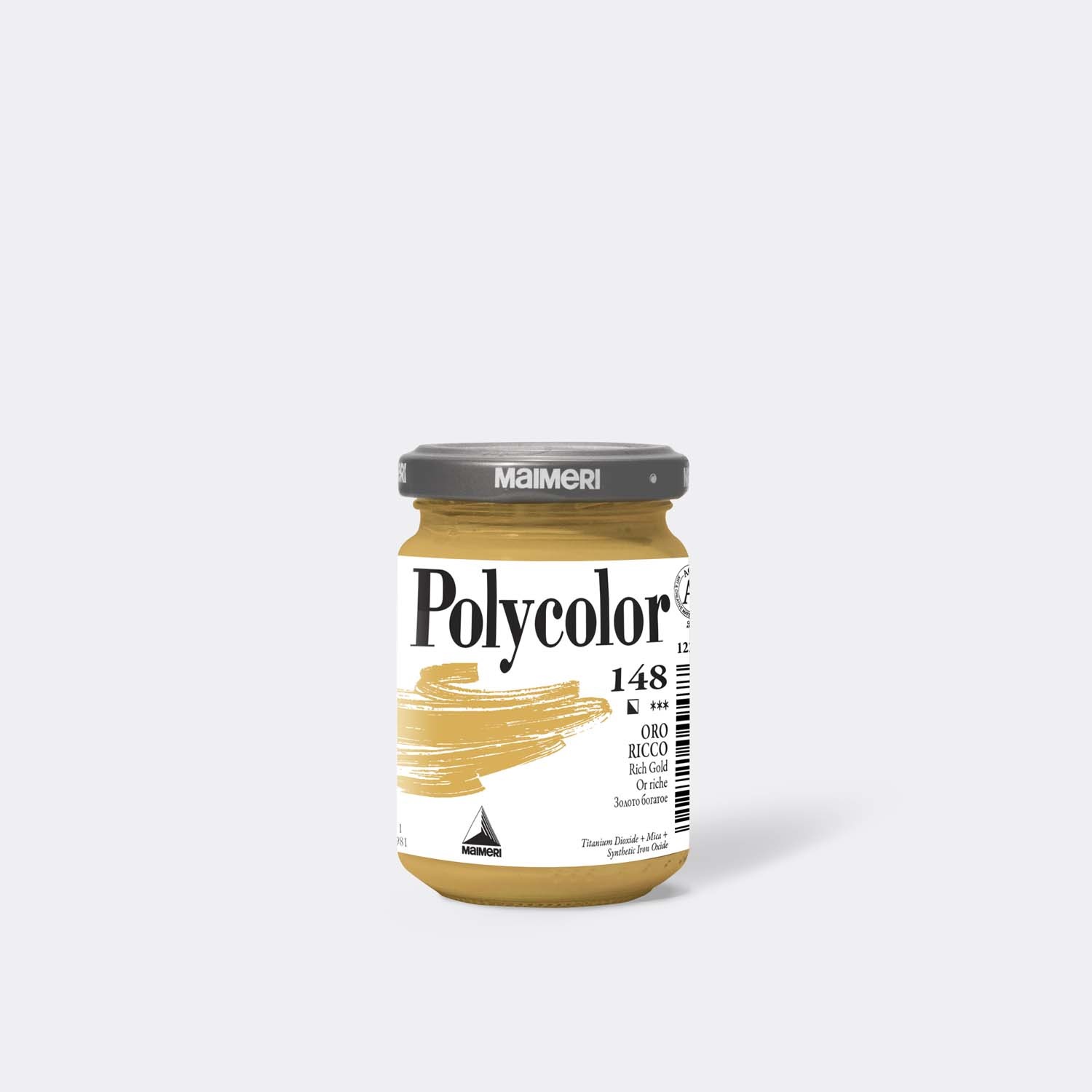 Maimeri Colore vinilico Polycolor 140 ml Oro Ricco - Alta concentrazione di pigmento, massima coprenza e stabilità alla luce