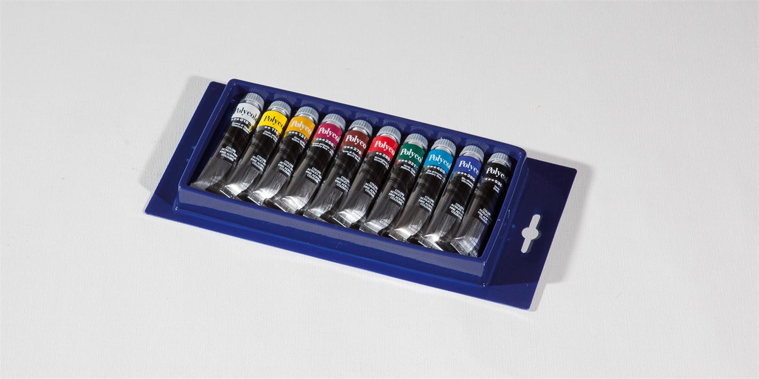 Maimeri Polycolor Set di 10 Colori Vinilici Fini in Tubetto da 20 ml - Finitura Opaca e Massima Coprenza