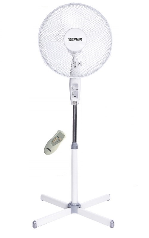 ZEPHIR PBA42TLC Ventilatore a Piantana Bianco 45W con Telecomando, Timer e Pala da 40 cm