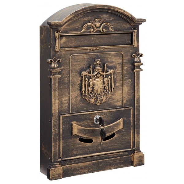 ARREGUI Residencia Maxi D-2152/B Cassetta Postale da Parete in Alluminio Bronzo - Grande Dimensione per Riviste e Buste C4, Stile Classico