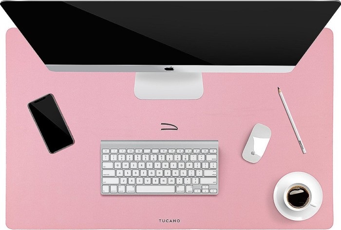 Tucano Desk Pad Maxitappeto da Scrivania in Neoprene Rosa 670x420mm - Protezione e Organizzazione per Computer