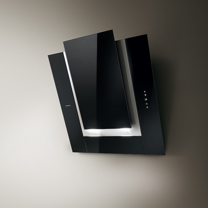 Elica PRF0010404A ICO Cappa a Parete Aspirante 80 cm Nero 801 m³/h Classe E, 60 dB, Comandi Touch, Filtro Antigrasso in Alluminio, Illuminazione LED