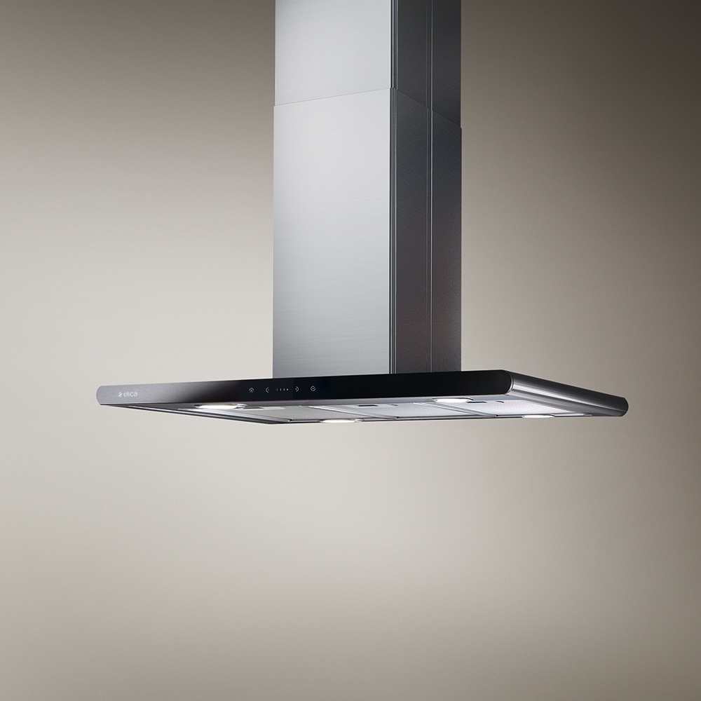 Elica GALAXY ISLAND BLIX/A/90X45 Cappa ad Isola Aspirante Nero 647 m³/h Acciaio Inox e Vetro