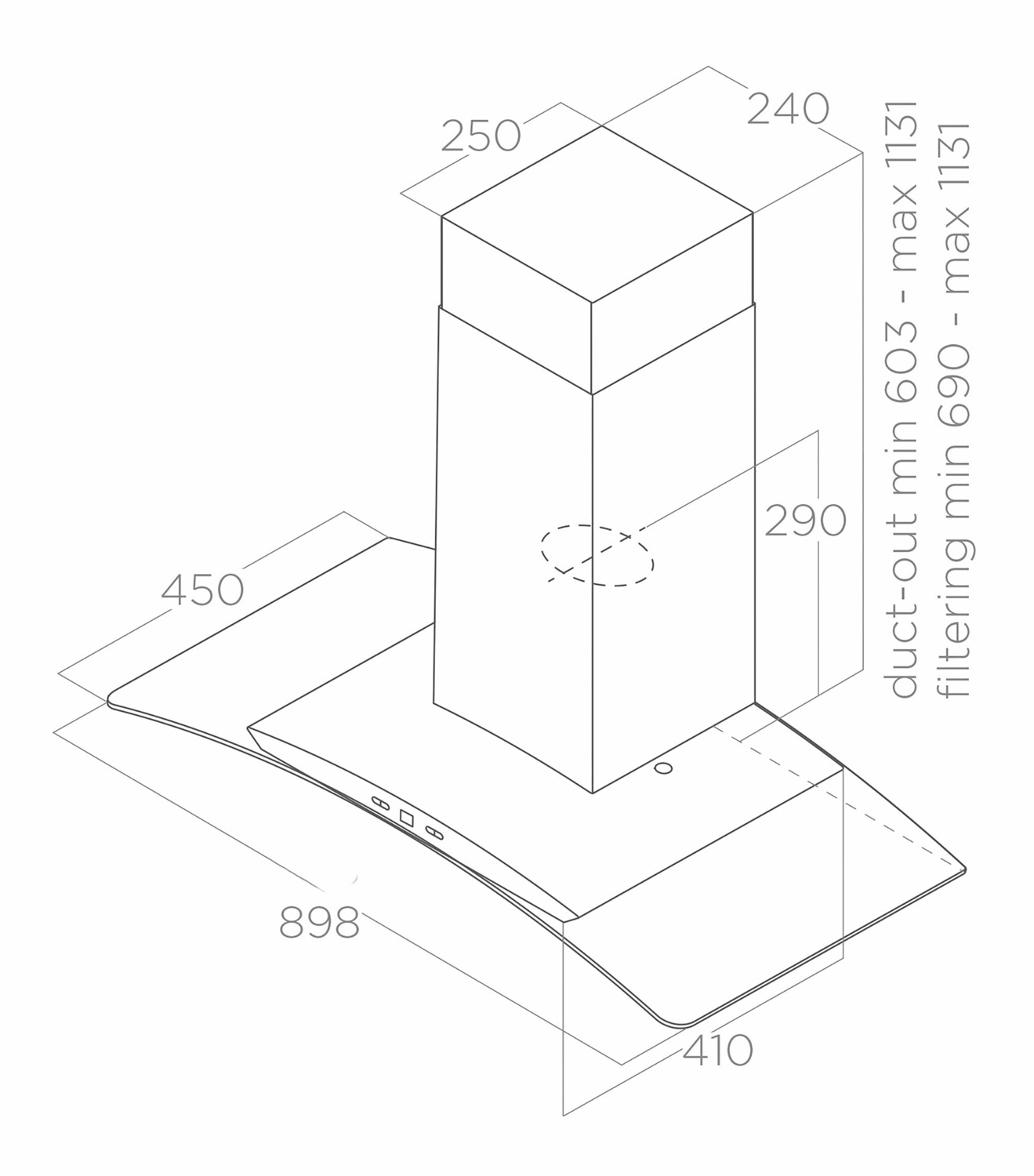 Elica PRF0150288 Cappa Aspirante a Parete 90 cm in Acciaio Inox e Vetro, 600 m³/h, Classe A, Illuminazione LED
