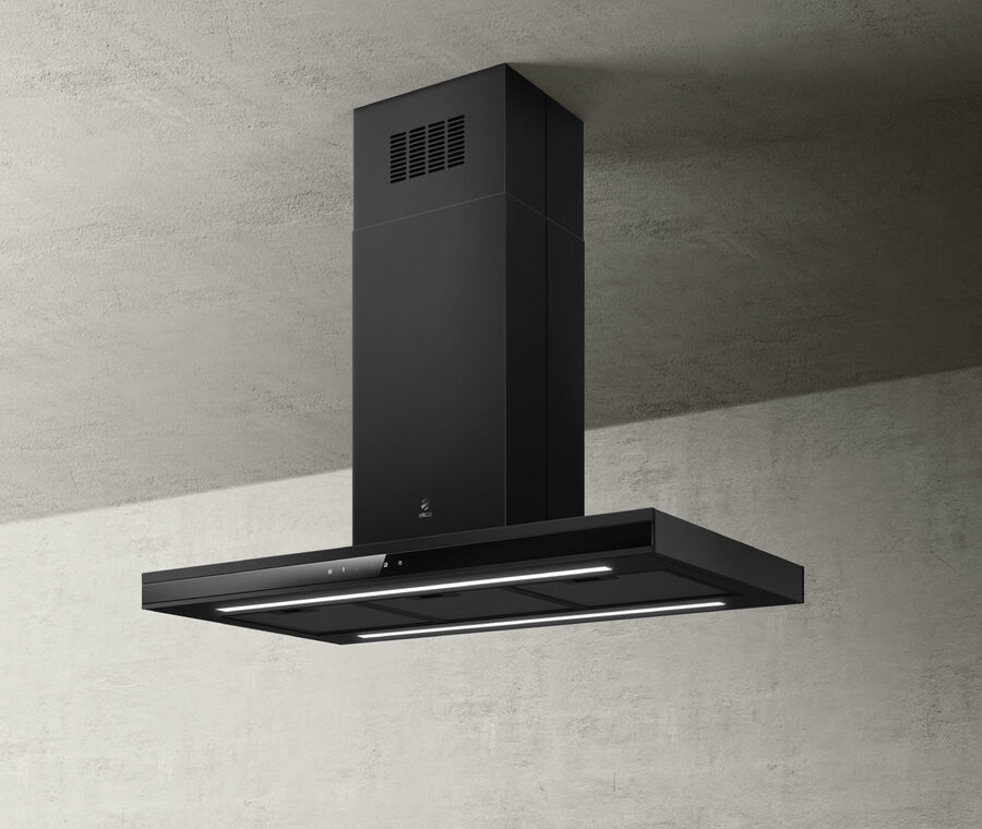 Elica ADELE ISLAND BL MAT/A/90 X 60 - Cappa ad Isola 90x60cm Nero Effetto Soft Touch Vetro Nero, Potenza 630 m³/h, Classe A