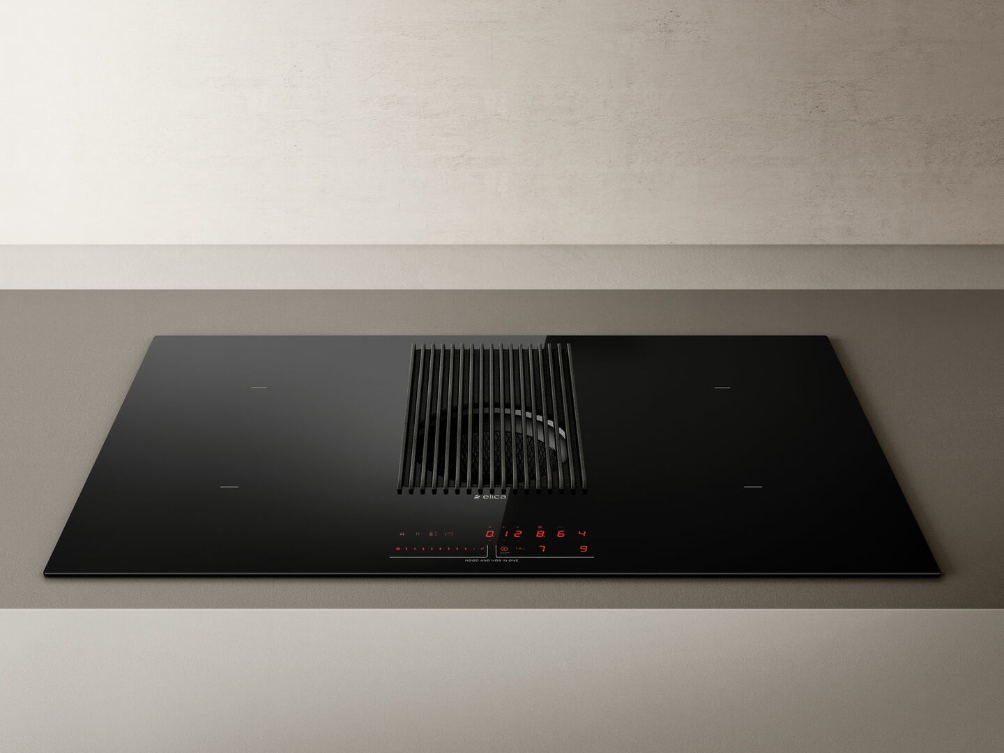 Elica NIKOLATESLA PRIME S BL/A/83 - Piano Cottura a Induzione con Cappa Integrata, 83 cm, 4 Zone Cottura, Vetro Nero, Controllo Touch