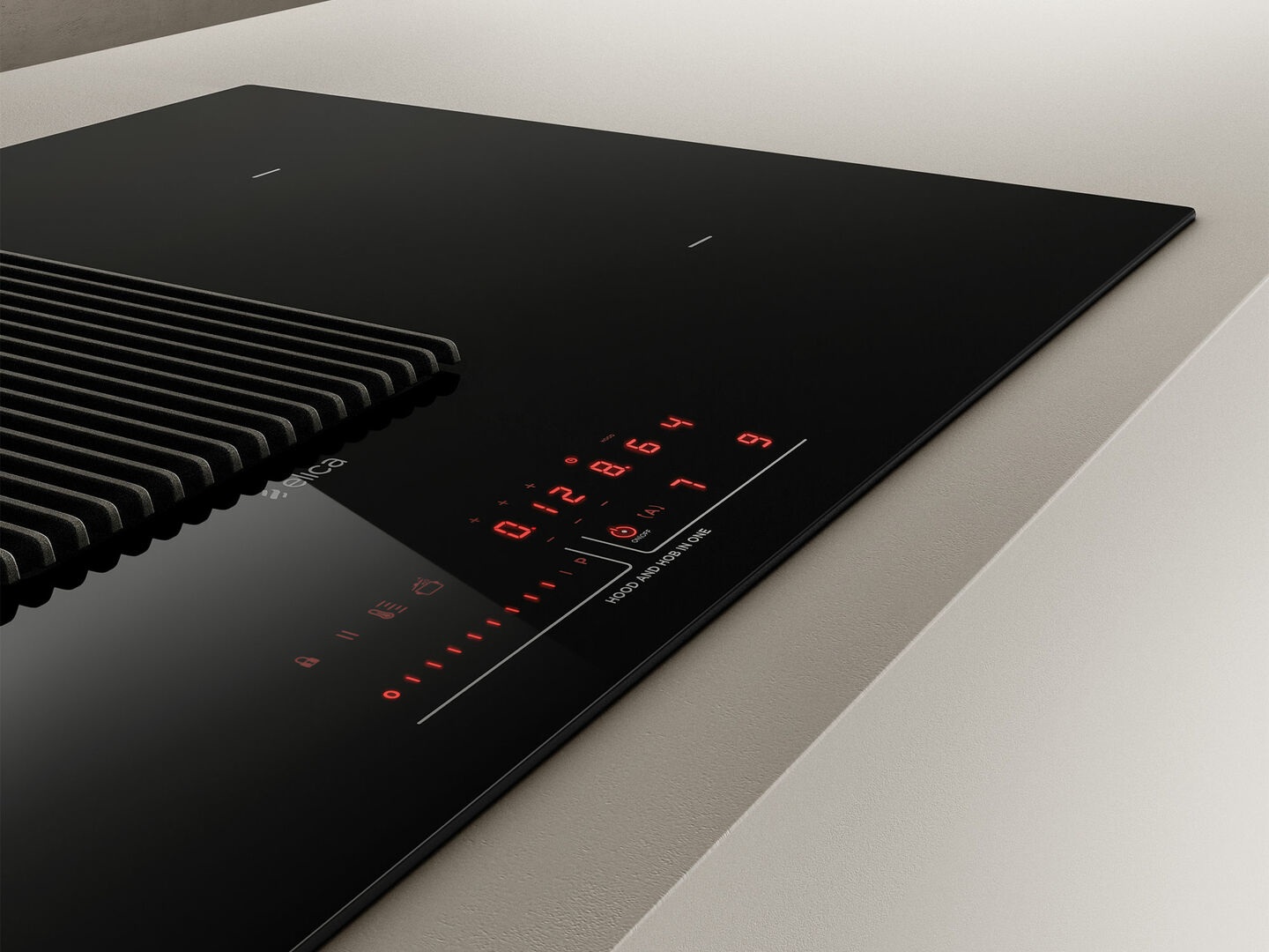 Elica NIKOLATESLA PRIME S BL/A/83 - Piano Cottura a Induzione con Cappa Integrata, 83 cm, 4 Zone Cottura, Vetro Nero, Controllo Touch