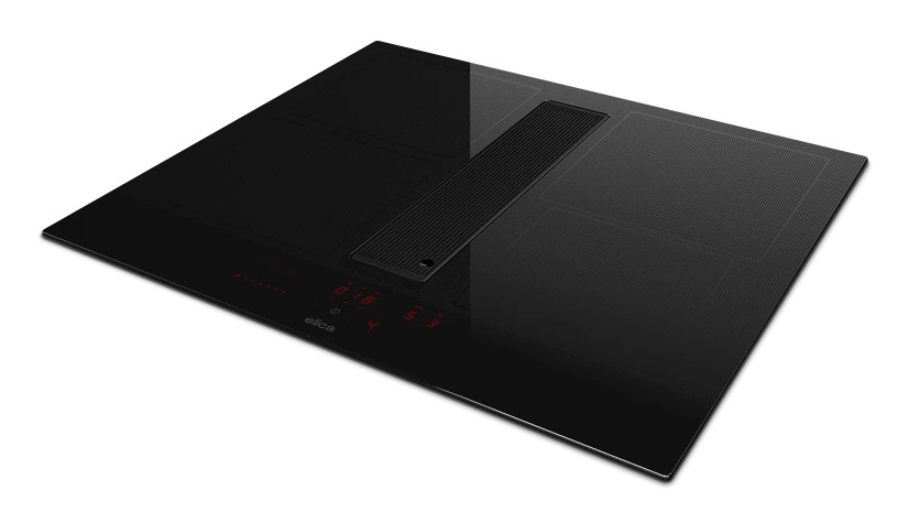 Elica NikolaTesla Velvet BL/A/60 Nero - Piano Cottura a Induzione con Cappa Integrata, 60 cm, 4 Fornelli, Vetro