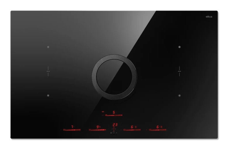 Elica NikolaTesla Switch EVO BL/A/83 - Piano Cottura a Induzione 83 cm Nero con Cappa Aspirante Convertibile in Filtrante, 4 Fornelli, Touch Control