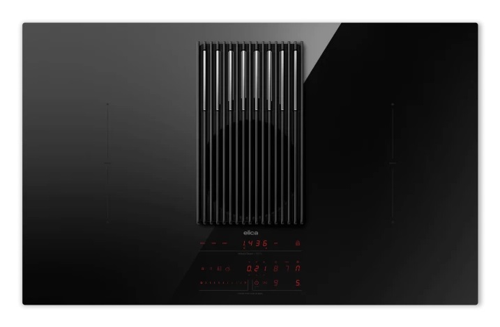 Elica NikolaTesla Libra EVO BL/A/83 Piano Cottura a Induzione 83 cm Nero con Cappa Integrata e Bilancia, 4 Zone di Cottura