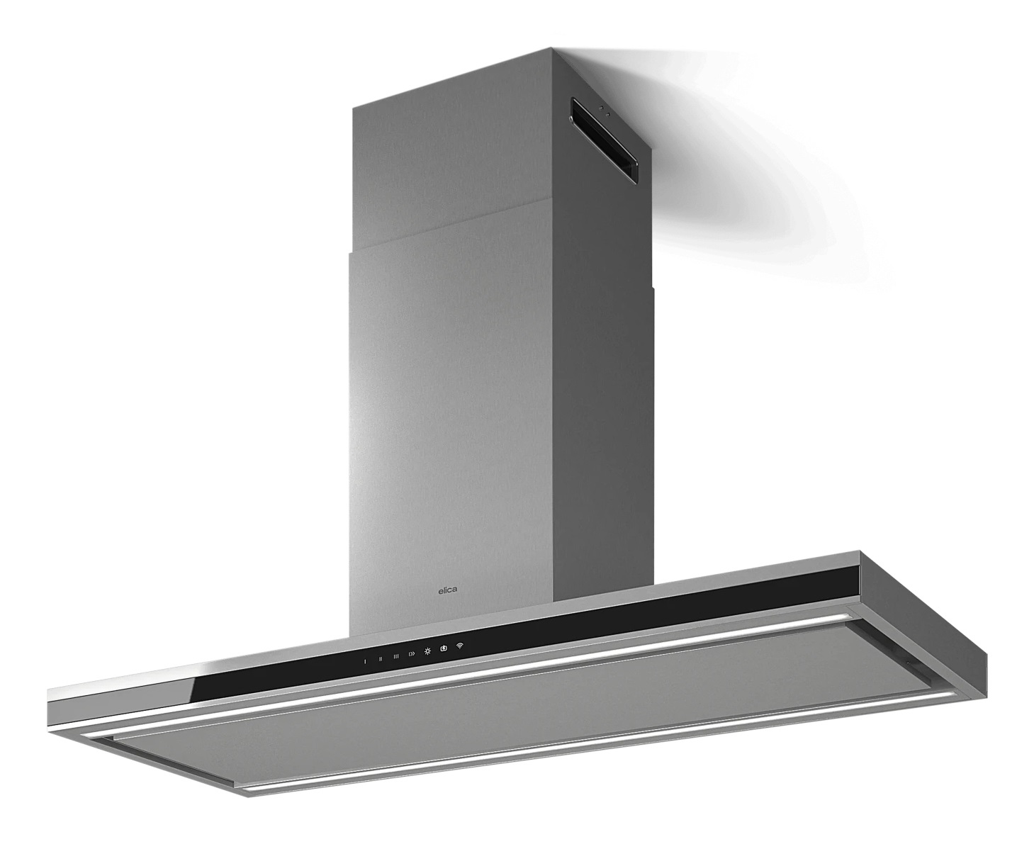 Elica Element Island IXBL/A/120 Cappa aspirante a isola 120 cm, Acciaio inox e vetro nero, 620 m³/h, Classe A , 58 dB