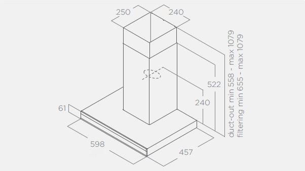 Elica ADÉLE @ BLMAT/A/60 Cappa Aspirante a Parete 60 cm Nero Effetto Soft Touch Vetro Nero, 770 m³/h, Classe A, Controllo Touch