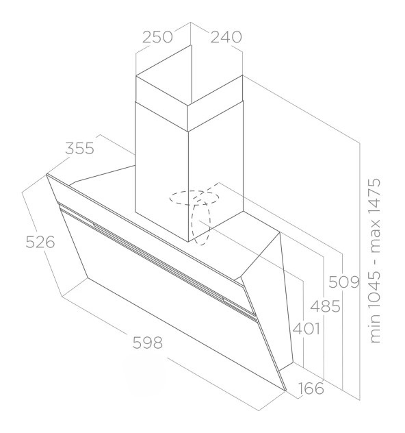 Elica Stripe BL/A/60 Cappa Aspirante a Parete 60 cm Vetro Nero Wi-Fi 757 m³/h Classe B