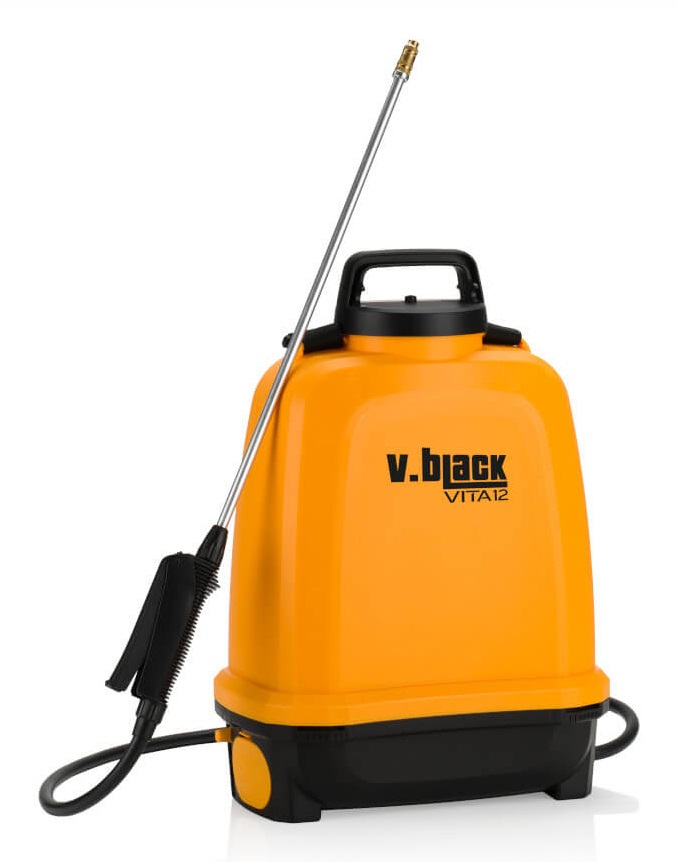 Volpi V-Black VITA Pompa Irroratrice Elettrica a Spalla 12 L con Batteria Litio e Ugello Regolabile