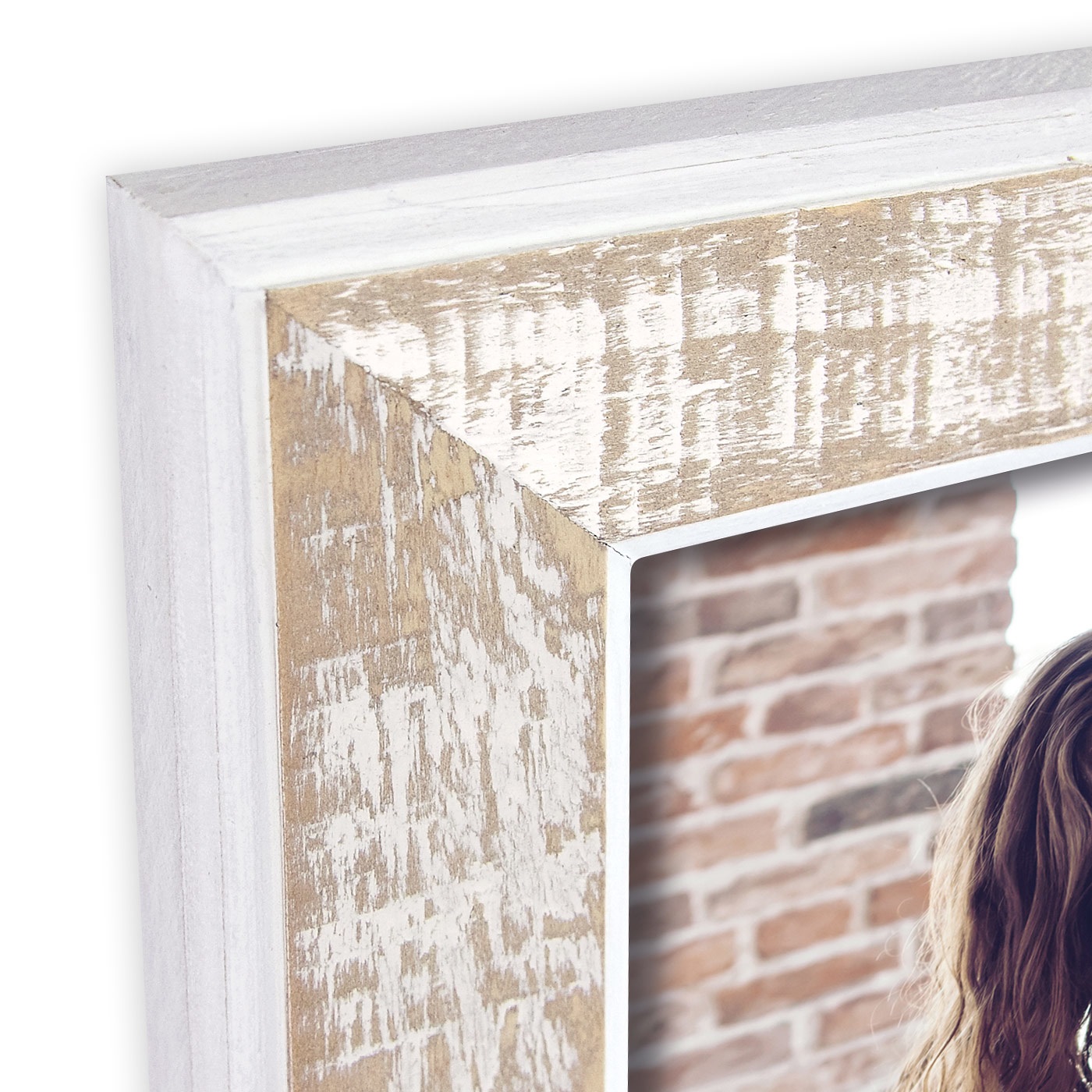 ZEP Levico Cornice Portafoto in Legno Beige/Bianco 13x18 cm con Appoggio e Ganci