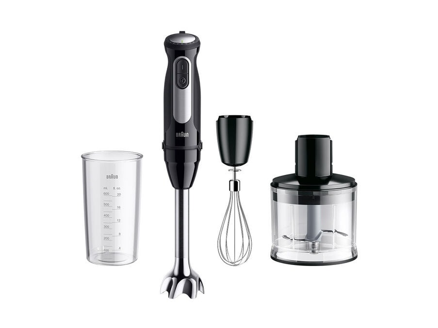 Braun MultiQuick 5 Pro MQ 55236 M Frullatore ad immersione 1000 W Nero, 0,6 L, 25 velocità, Antischizzo, 3 accessori, 5 anni di assistenza