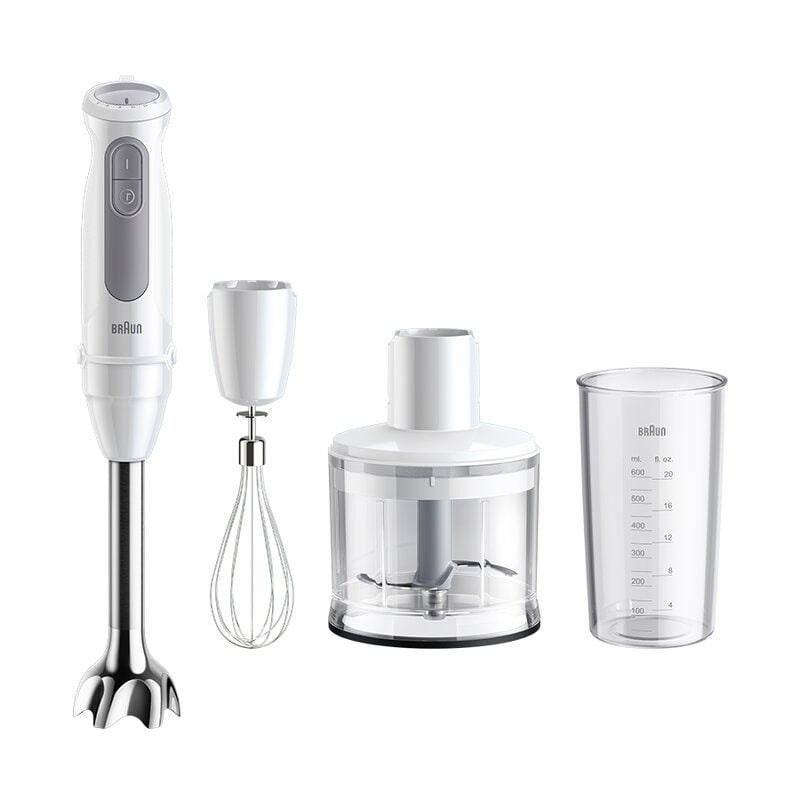 Braun Multiquick 5 MQ50.236M - Frullatore ad Immersione 1000W Bianco con Tecnologia PowerBell Plus, 21 Velocità e Accessori