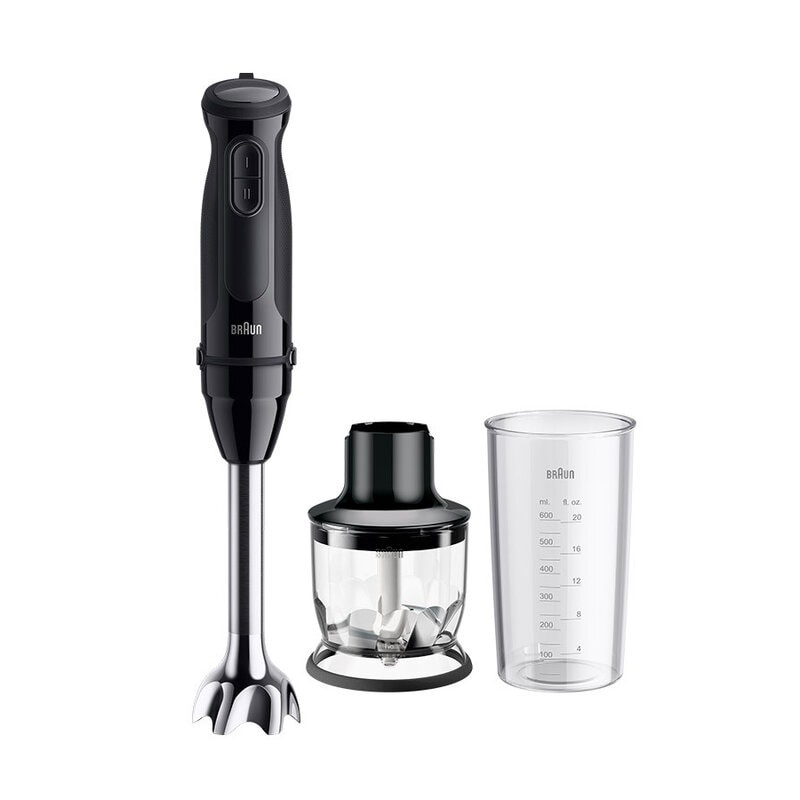 Braun MultiQuick 3 MQ30201M Frullatore ad Immersione 900 W Nero con Tritatutto 350 ml e Bicchiere Graduato 600 ml