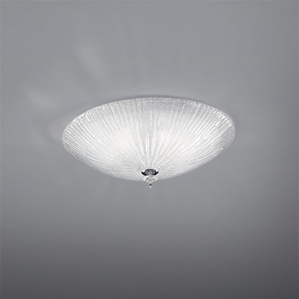 Ideal Lux Shell PL4 Lampada da Soffitto Trasparente 4 Luci in Vetro con Decorazione in Graniglia