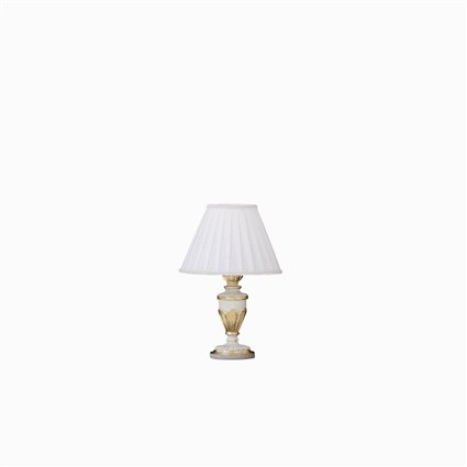 Ideal Lux Firenze TL1 Lampada da Tavolo E27 Bianco con Decorazioni in Foglia d'Oro