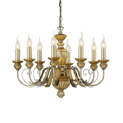 Ideal Lux FIRENZE SP8 ORO - Lampada a Sospensione 8 Luci in Resina e Metallo con Decorazione in Foglia d'Oro