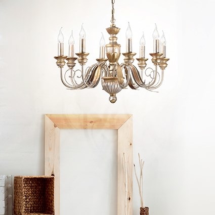 Ideal Lux FIRENZE SP8 ORO - Lampada a Sospensione 8 Luci in Resina e Metallo con Decorazione in Foglia d'Oro