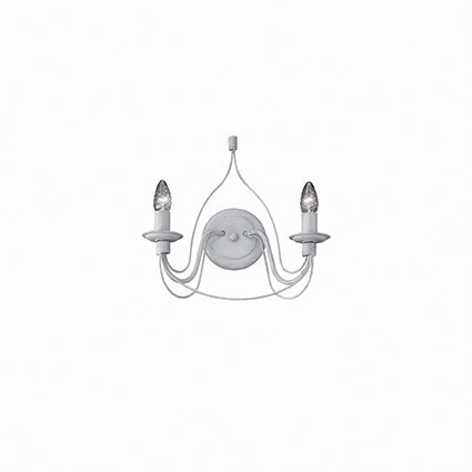 Ideal Lux Corte AP2 Lampada da Parete in Metallo Bianco Antico con Finitura Artigianale - 40 Watt, 37 cm