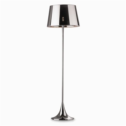 Ideal Lux LONDON PT1 Lampada da Terra in Metallo Cromato con Paralume PVC Semitrasparente E27 100 W
