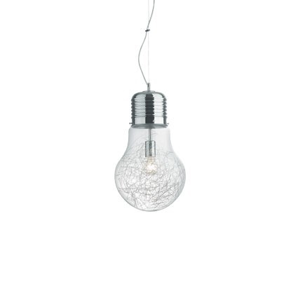 Ideal Lux LUCE MAX SP1 BIG Lampada a Sospensione E27 60 W con Diffusore in Vetro Soffiato e Montatura Cromo