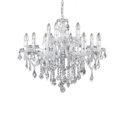Ideal Lux FLORIAN SP12 CROMO Lampada a Sospensione 12 Luci con Pendagli in Cristallo - Dimensioni D 720 x H min 900 / max 1200 mm