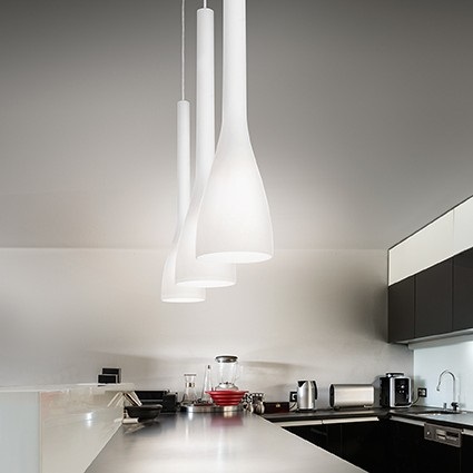 Ideal Lux FLUT SP1 BIG NERO Lampada a Sospensione 1 Luce E27 60W con Diffusore in Vetro Soffiato Regolabile