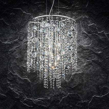 Ideal Lux EVASIONE SP8 Lampada a Sospensione 8 Luci in Cristallo Molato con Cavo Regolabile