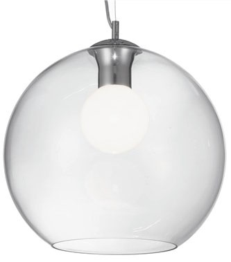 Ideal Lux Nemo SP1 D40 Lampada a Sospensione Trasparente in Vetro Soffiato con Montatura in Metallo Cromato