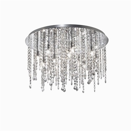 Ideal Lux ROYAL PL12 Lampada da Soffitto 12 Luci con Pendagli in Cristallo Molato - D 600 mm, H 340 mm