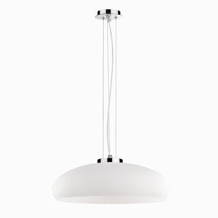 Ideal Lux ARIA SP1 Lampada a Sospensione in Vetro Bianco E27 60 W, Regolabile in Altezza