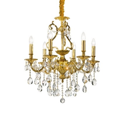 Ideal Lux GIOCONDA SP8 Lampada a Sospensione Oro con 8 Luci e Pendagli in Cristallo