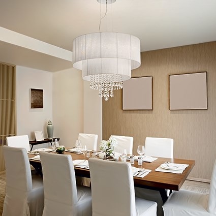Ideal Lux Lampada a Sospensione Opera SP6 E27, 6 Luci, Cromo e PVC, Diametro 71 cm