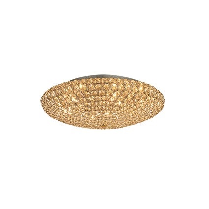 Ideal Lux KING PL9 Lampada da Soffitto Oro con 9 Luci e Diffusore in Cristallo