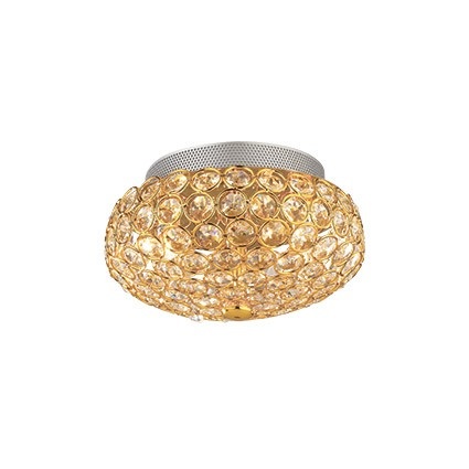 Ideal Lux KING PL3 Lampada da Soffitto Oro 3 Luci in Metallo e Cristallo, D 255 mm, H 160 mm