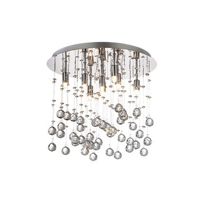 Ideal Lux MOONLIGHT PL8 Lampada da Soffitto Cromo con 8 Luci e Pendagli in Cristallo